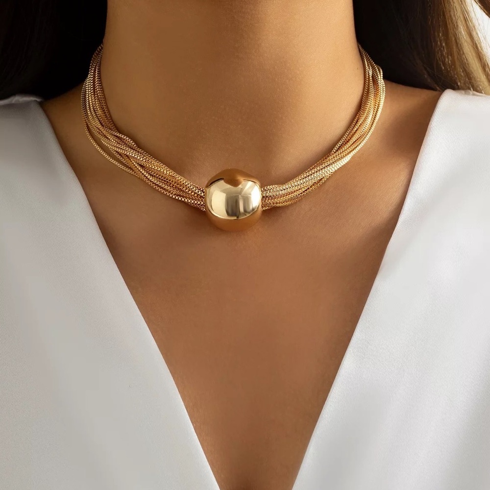 🆕 Gold Sphere Multi-Chain Necklace